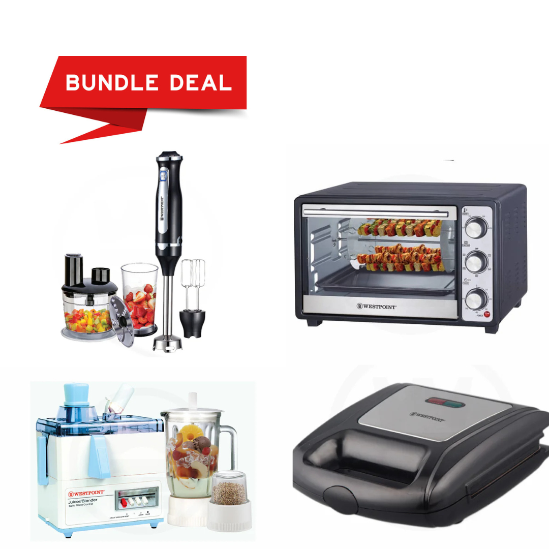 Westpoint | Oven WF-2800 + Sandwich Toaster WF-693 + Hand Blender WF-9916 + Juicer Blender WF-7201 