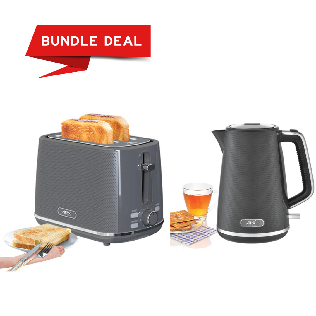  Anex | 2 Slice Toaster AG-3004 + Kettle 1.7 Ltr AG-4065