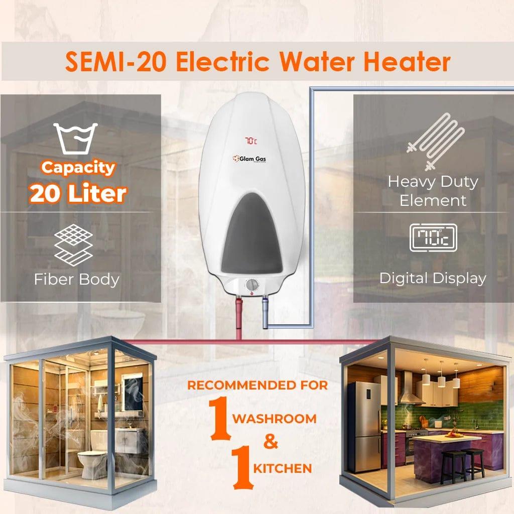 Glam Gas Water Heater 20Ltr | Water Heater | Geyser | Semi-Series