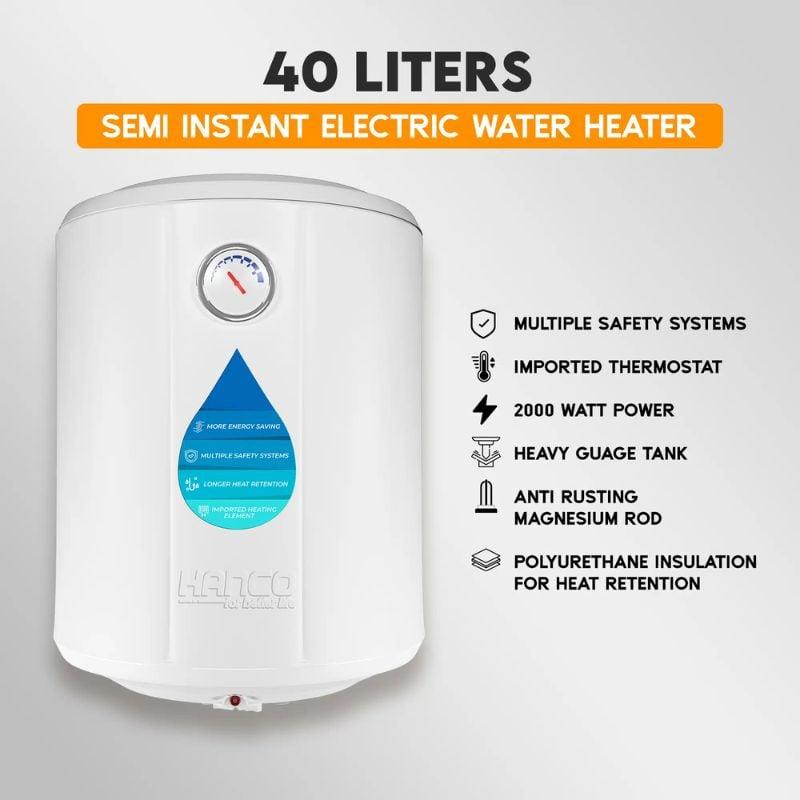 Hanco | HEG-40L Semi Instant Electric Water Heater – 40 Litres – Smart Electric Geyser