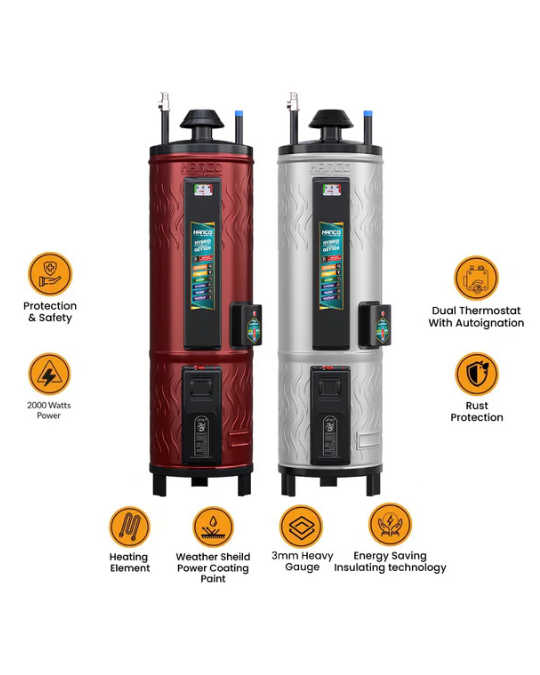 Hanco | HUG-1030EG 30-Gallon 10×10 Hybrid Electric + Gas Storage Geyser