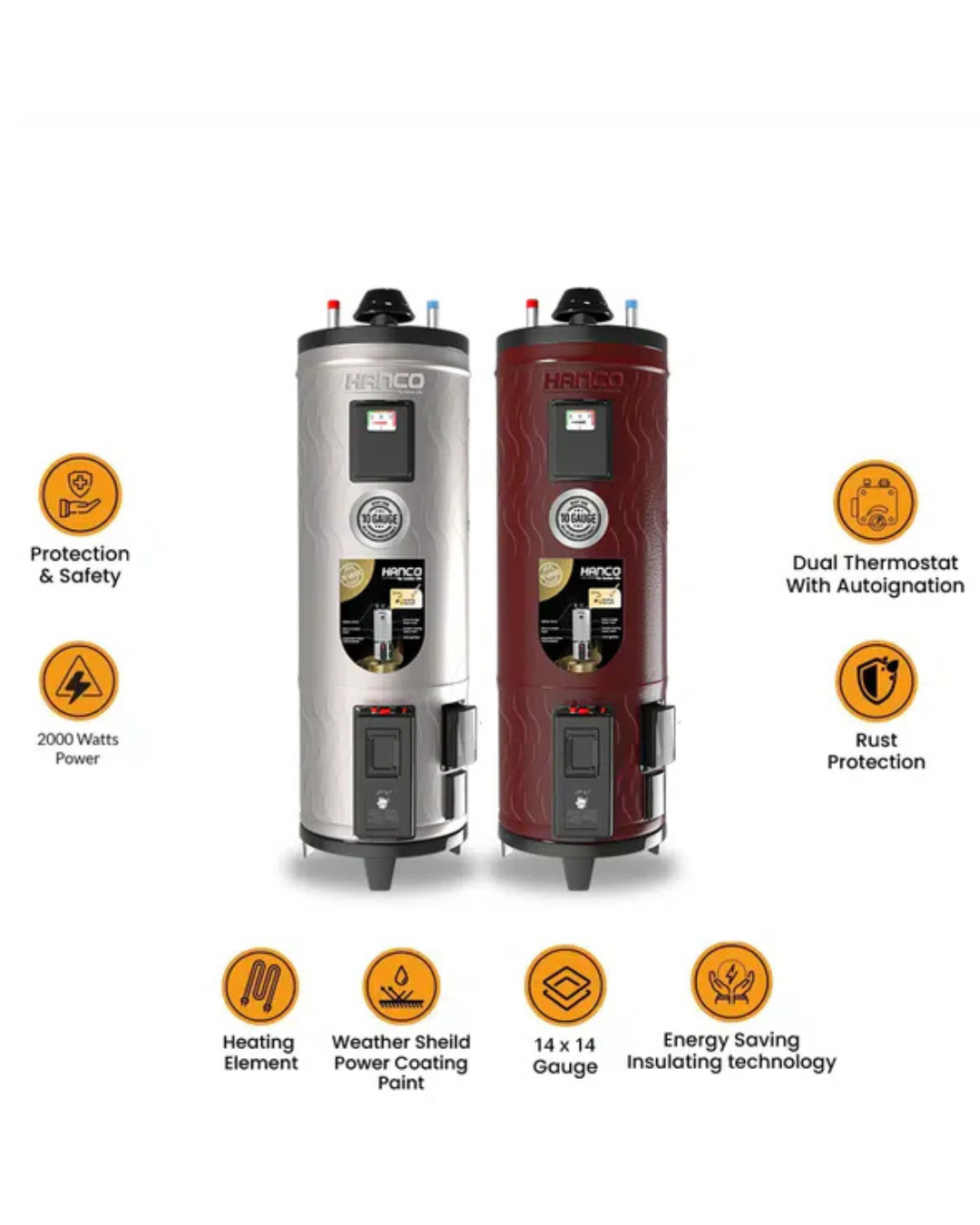 Hanco | HUG-1620EG 20-Gallon 14×16 Hybrid Electric + Gas Storage Geyser