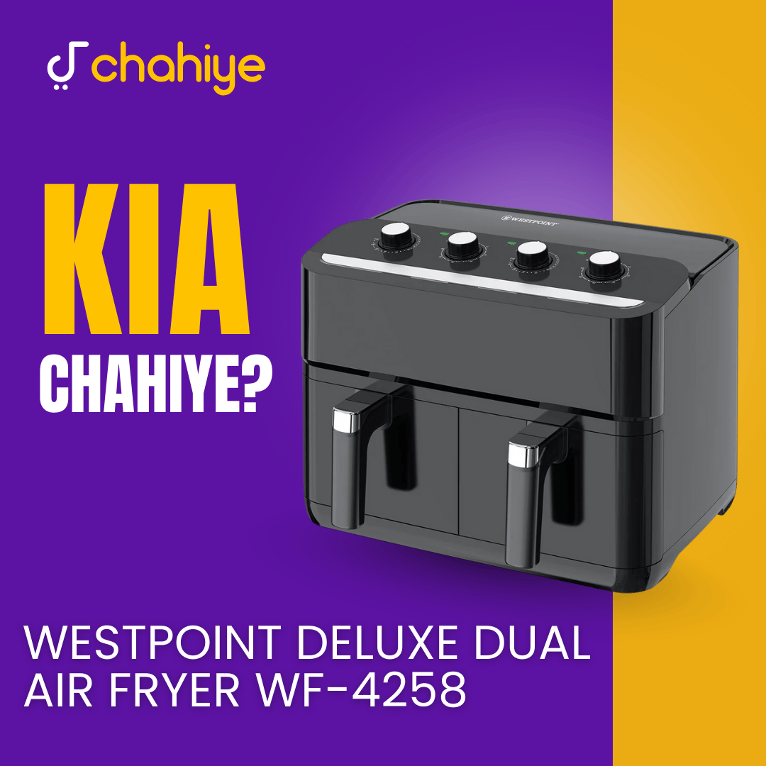 Westpoint WF-4258 Deluxe Dual Air Fryer–4.5L + 4.5L Dual Pots, 4-in-1 Cooking