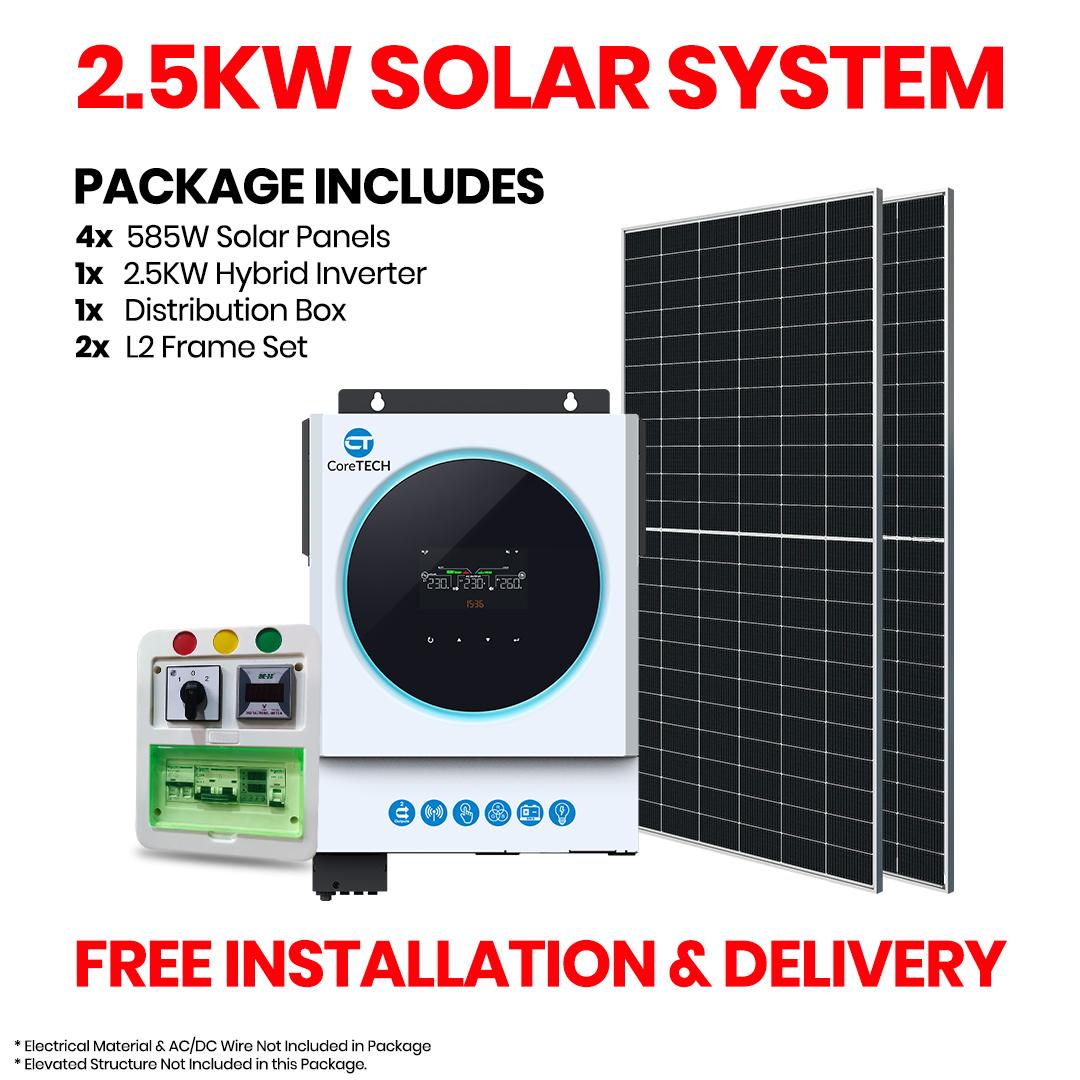 2.5KW HYBRID SOLAR SYSTEM PACKAGE (WITHOUT BATTERY)
