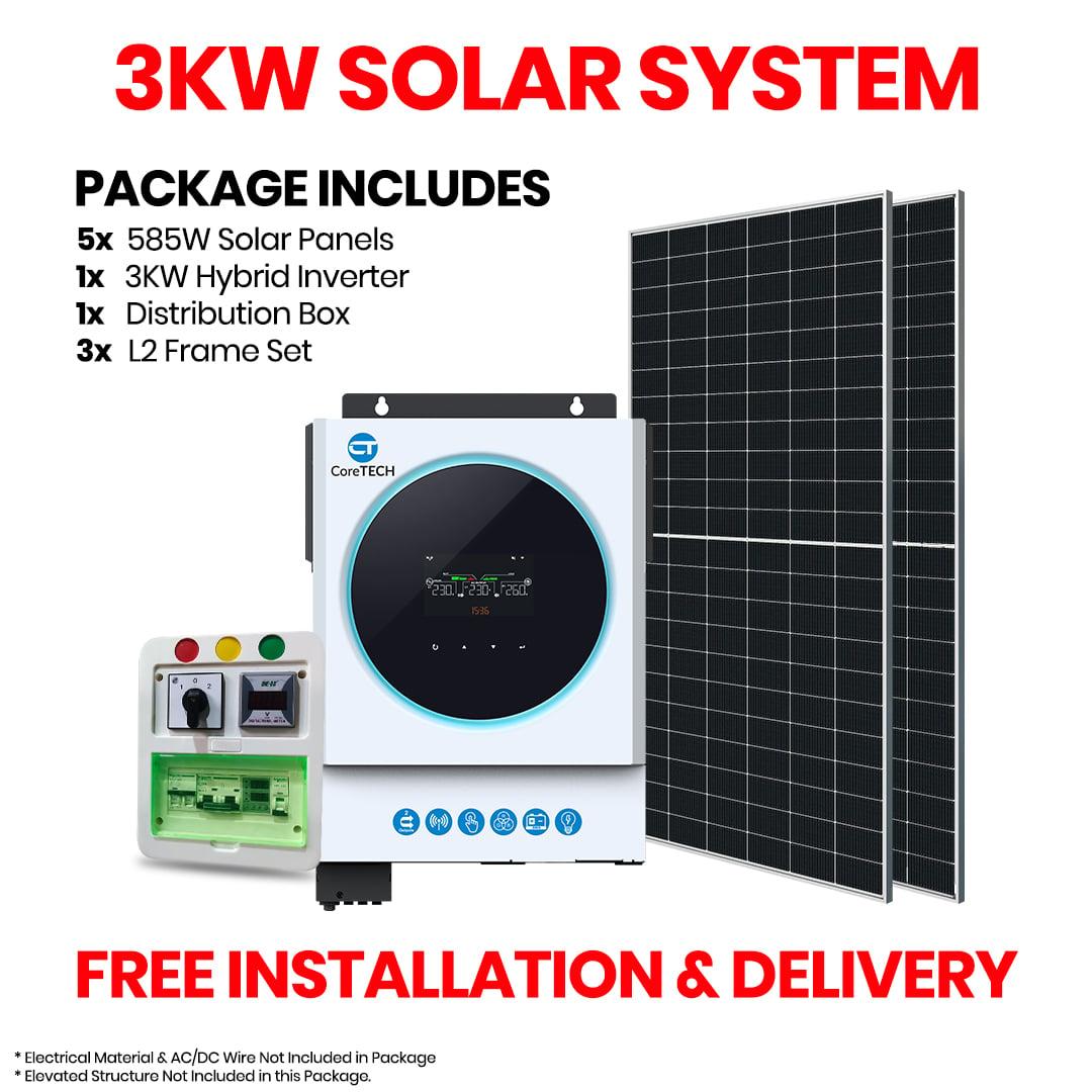 3KW HYBRID SOLAR SYSTEM PACKAGE (WITHOUT BATTERY)