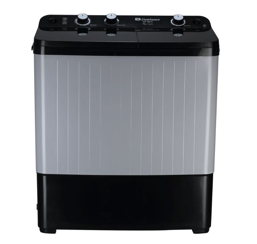 Dawlance | DW 7500 Glass Lid | Twin Tub Semi Automatic | Black / Grey | 10 KG Washing Machine